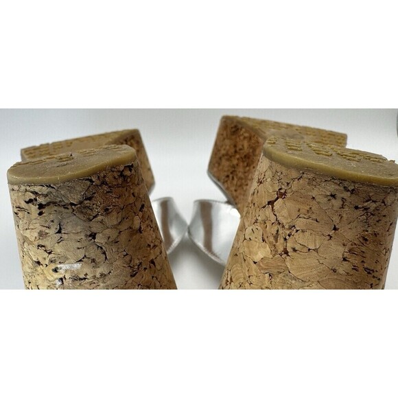 Jimmy Choo Women's Velvety SILVER Cork Wedge Heel Thong Sandals SIZE 40 1/2 - Picture 15 of 15